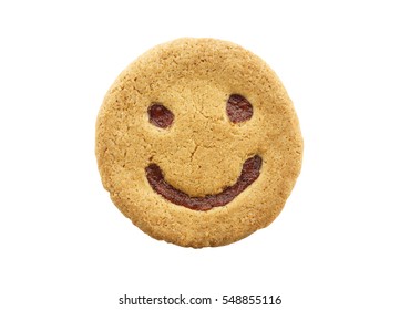 Smile Face Cookie Isolated On White Background