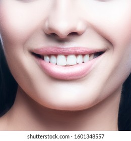 Smile, lips, beauty model woman part of face, natural white teeth, perfect skin