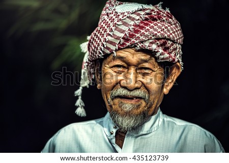Smile of Old man muslim asian