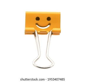 Smile Orange Binder Clip Isolated On White Background