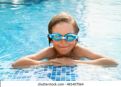 Portrait Young Caucasian Boy Swimming Pool Stock Photo (Edit Now) 445149520