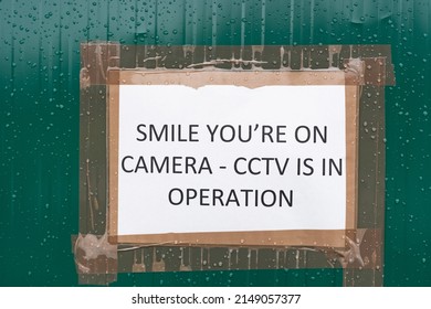 Smile you're on CCTV sign warning the public they are being watched and recorded. Stop crime, anti social behaviour, security concept