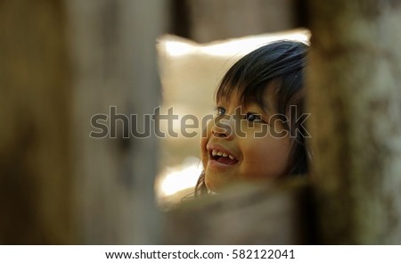 Smiles of Hope Laos girl. In the  pakxong champasak laos.