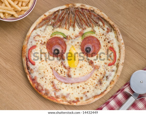 Smiley Faced Pizza Portion Chips Stock Photo Edit Now