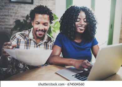 2,725 African american couple sitting laptop smiling Images, Stock ...