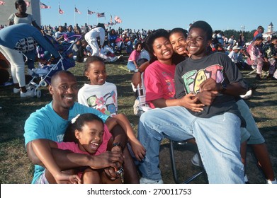 Smiling African American Family At Black Family Reunion Celebration, Washington D.C.