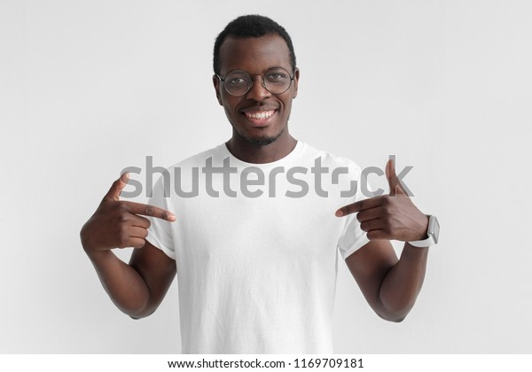 Smiling African American Man Pointing Blank Stock Photo (Edit Now ...