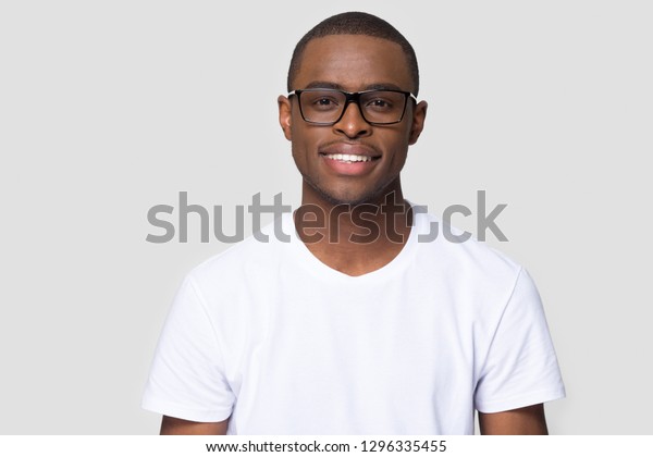 Smiling African American Millennial Casual Man Wearing White T-shirt ...