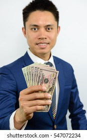 Smiling Asian Man Blue Suit Spread Stock Photo 547072234 | Shutterstock