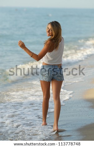 Similar – Young, slim, blonde woman on a Baltic beach