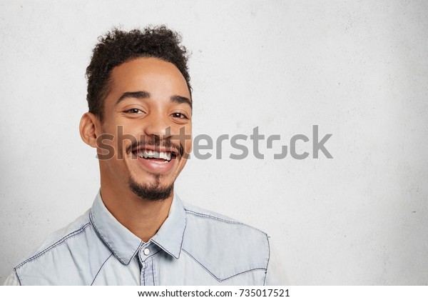 Smiling Bearded Man Oval Face Trendy Stock Photo Edit Now 735017521