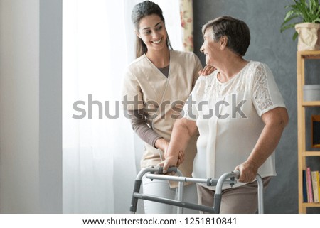 Similar – Image, Stock Photo Woman with walker