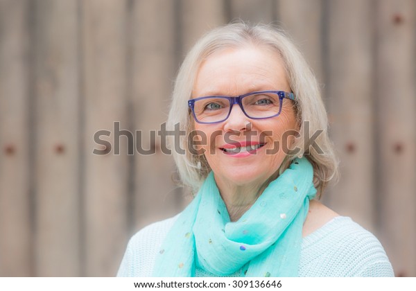 Smiling Beautiful Lady Blonde Hair Glasses Stock Photo (Edit Now) 309136646