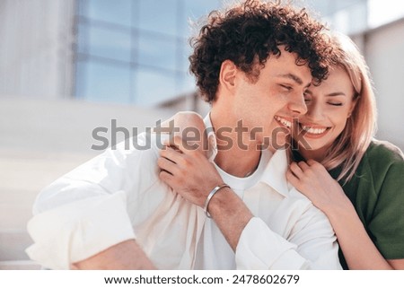 Similar – Image, Stock Photo Young woman in urban setting during springtime