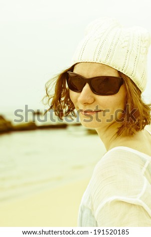 Similar – Portrait von einer jungen Frau mit Wind im Haar