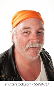 Smiling Biker Gang Member With Leather Jacket