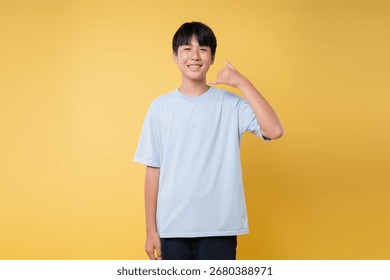 Smiling boy gesturing 