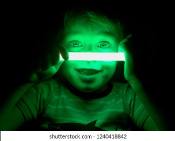 Smiling Boy With Glow Stick