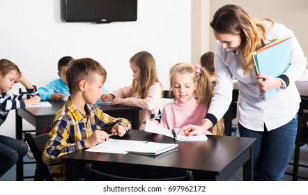 Little Children Their Teacher Classroom School Stock Photo 675949117 ...