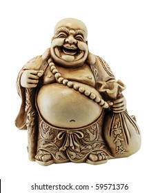 Smiling Buddha - Chinese God of Happiness, Wealth and Lucky Isolated on white