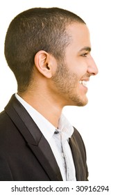 Smiling Business Man In Side View