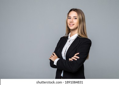 Smiling Business Woman Crossed Arms Standing Stock Photo 1891084831 ...