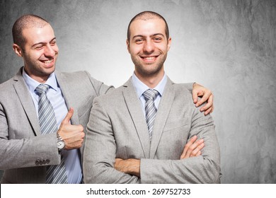 Smiling businessman congratulating with himself - Shutterstock ID 269752733