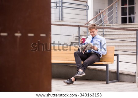 Similar – Train station stairs. Outdoor stairways side view.