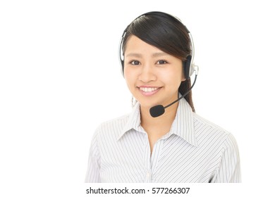 Smiling call center operator