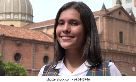 Smiling Catholic School Girl