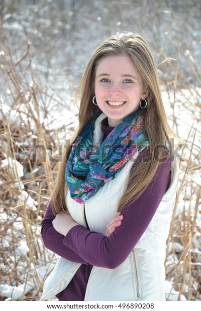 Smiling Caucasian American Girl Long Sandy Stock Photo Edit Now