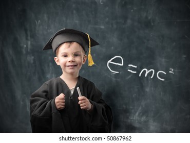 Smiling child in graduate suit