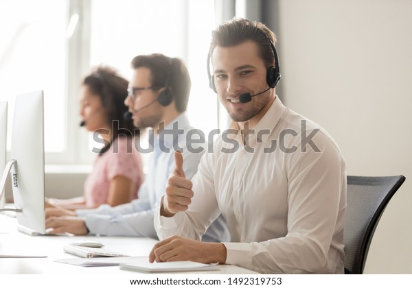 Smiling Customer Support Service Operator Wireless Stock Photo (Edit ...