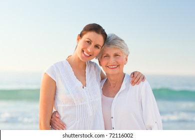 Smiling daughter with her mother
