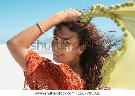 Similar – Image, Stock Photo Girl and a wind