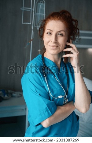 Similar – Pretty female doctor in a geriatric clinic with elderly woman in wheelchair