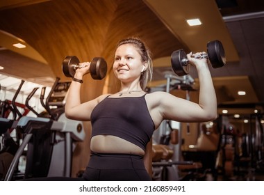 Smiling Fit Wife Trains Dumbbells Sitting Stock Photo 2160859491 ... photo picture photo