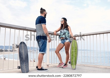 Similar – Beautiful women having fun in a surf class