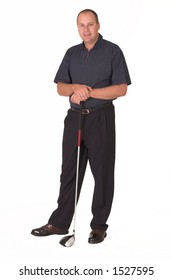 Smiling Golfer With Driver In Hand