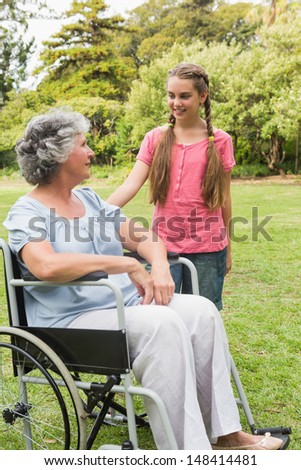 Similar – Senior woman in a wheelchair with her daughter