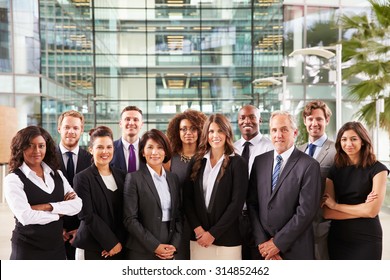 Smiling Group Portrait Of Corporate Business Colleagues