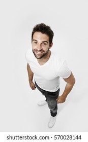 Smiling guy in white t-shirt, portrait
