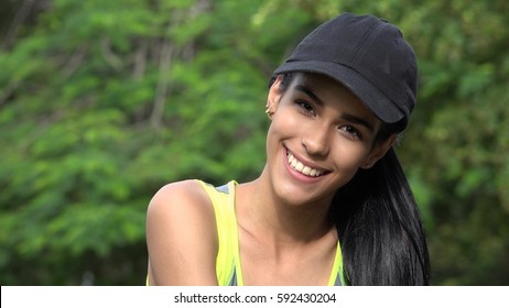 Smiling Happy Teen Girl Wearing Baseball Cap
