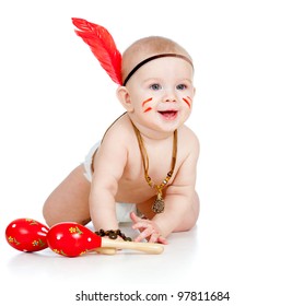 Smiling Indian Boy Baby Feather Playing Stock Photo Edit Now