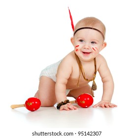 Smiling Indian Boy Baby Maracas Feather Stock Photo Edit Now