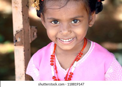 Smiling Indian Village Little Girl