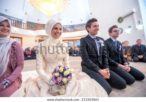 Smiling Islamic Bride Groom Marrying Mosque Stock Photo Edit Now