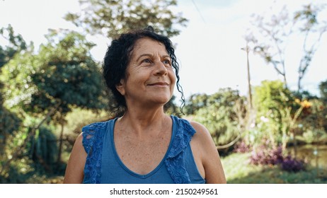 Smiling latin Brazilian woman in the farm. Joy, positive and love. - Shutterstock ID 2150249561