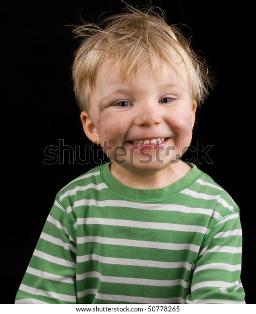 Smiling Little Boy On Black Background Stock Photo Edit Now 50778265