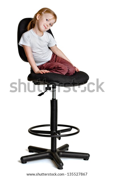 Smiling Little Girl Sitting On Chair库存照片135527867 | Shutterstock